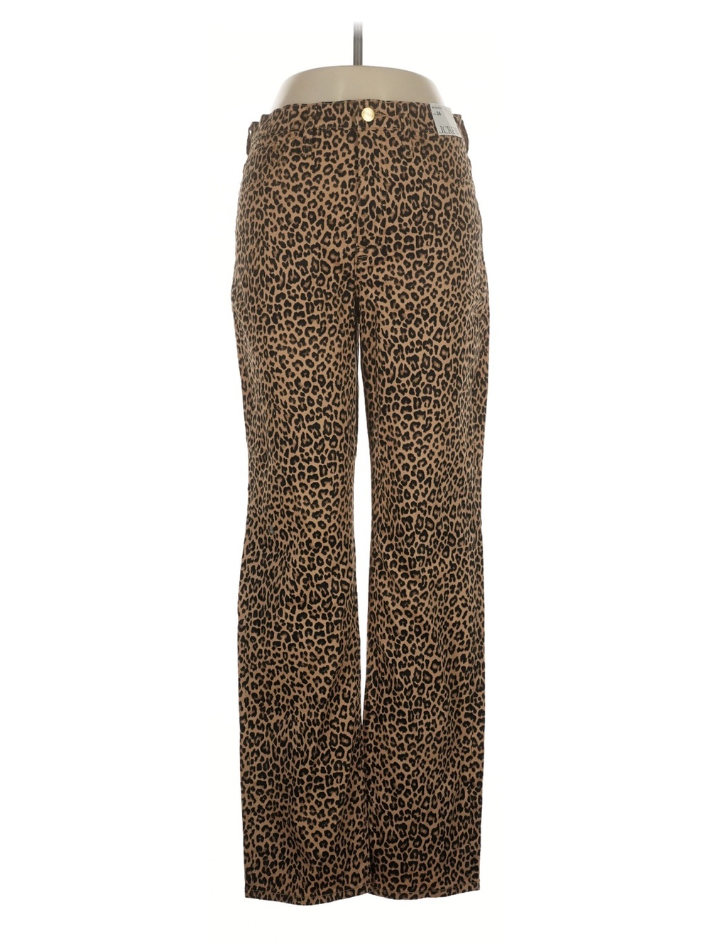 J. Crew Straight Leg Chino Print in Leopard Print Size 26 Tan Black Teacher NWT